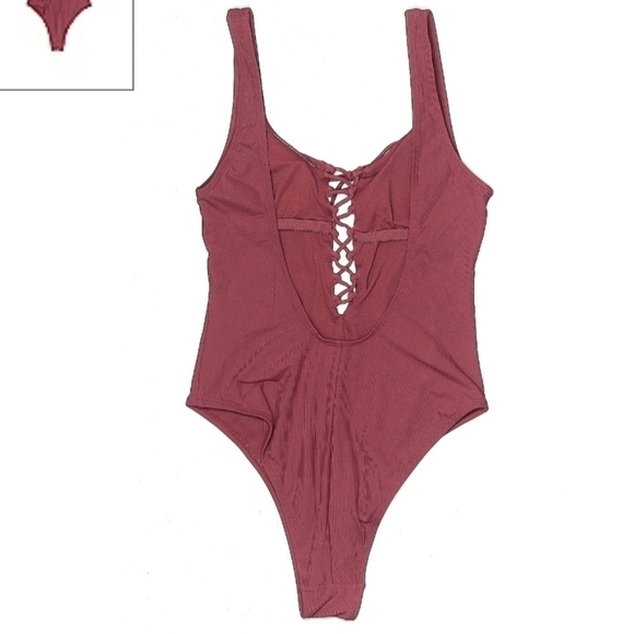 Xhilaration Mauve Pink Lace Up Bodysuit Women's Small S Sleeveless Straps EUC - Picture 2 of 6